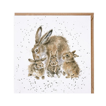 Hare family blank greeting card