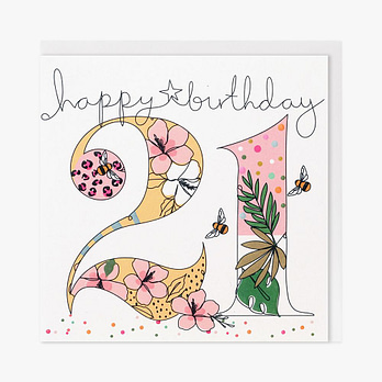 Patterned 21st Birthday Card