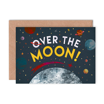 Over The Moon Congratulations Card