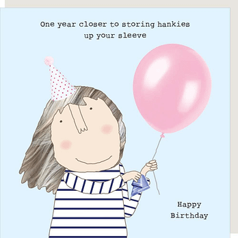 Storing hankies up your sleeve funny birthday card