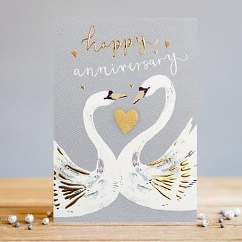 Swans Happy Anniversary Card
