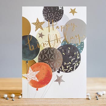 Grey and Green Balloons Male Birthday Card