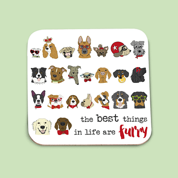 The Best Things In Life Are Furry Dog Coaster from Dandelion Stationery