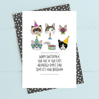 Five Out Of Five Cats Don't Care It's Your Birthday Card from Dandelion Stationery