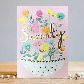 Floral Seventy Birthday Card