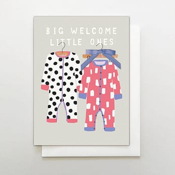 Big Welcome Little Ones Twins Card