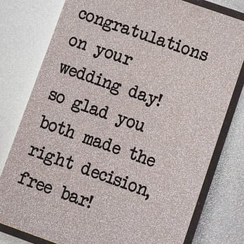 Funny wedding day card for couple