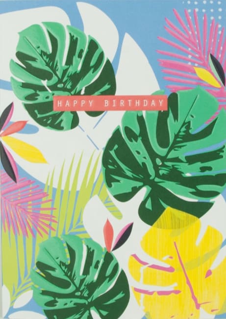 Tropical leaves birthday card