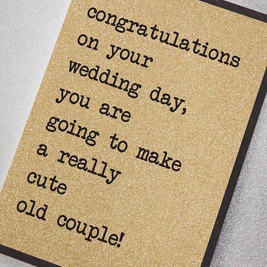 Cute old couple wedding day card