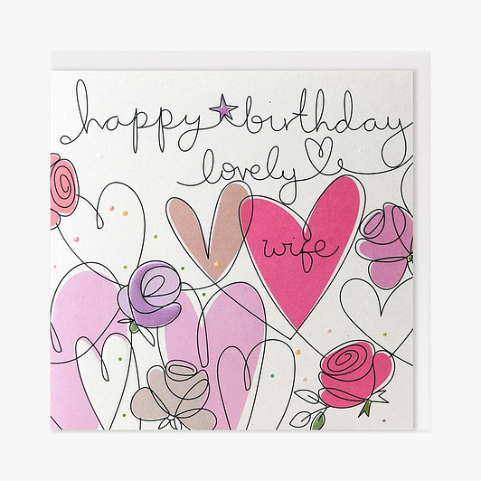 Hearts And Roses Wife Birthday Card
